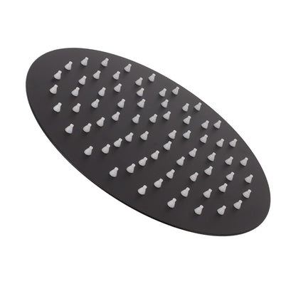 Ultra Thin Rainfall Shower Head Rain Waterfall Stainless Steel Fixed Showerhead Round Black 8in