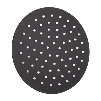 Ultra Thin Rainfall Shower Head Rain Waterfall Stainless Steel Fixed Showerhead Round Black 8in