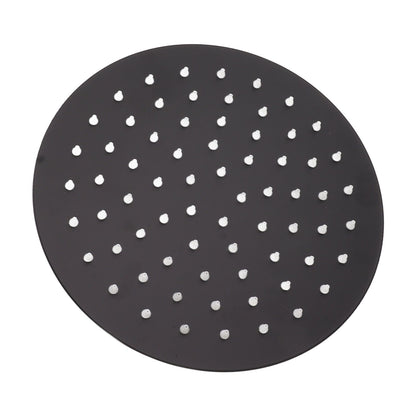 Ultra Thin Rainfall Shower Head Rain Waterfall Stainless Steel Fixed Showerhead Round Black 8in