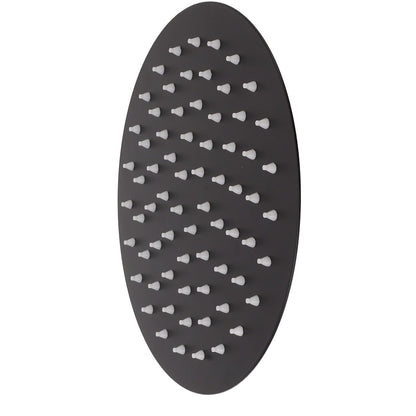 Ultra Thin Rainfall Shower Head Rain Waterfall Stainless Steel Fixed Showerhead Round Black 8in