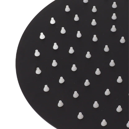 Ultra Thin Rainfall Shower Head Rain Waterfall Stainless Steel Fixed Showerhead Round Black 8in