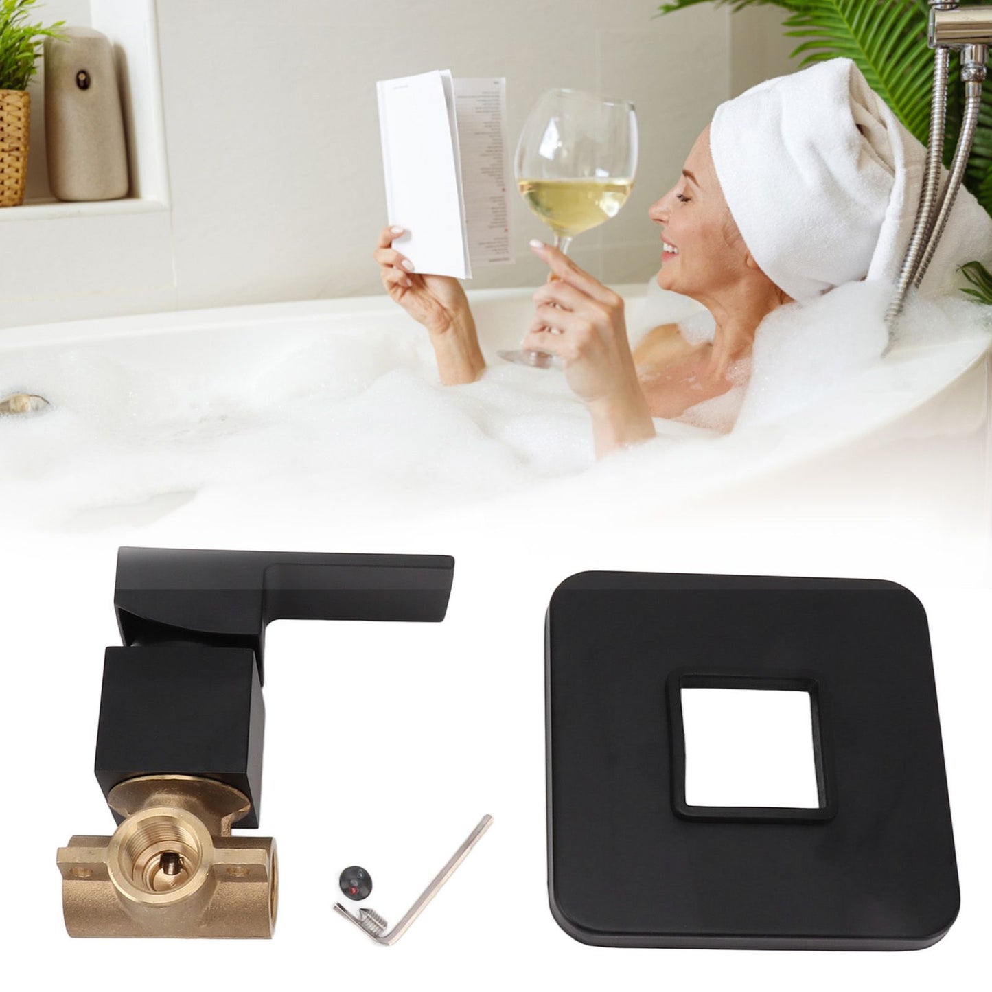 Shower Valves Wall Mount Copper Faucet Shower Rough In Valve Bathroom Trim Kit Single Handle Tub Shower Valve Mixer Black