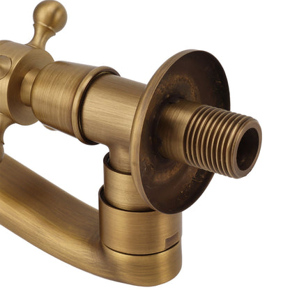Antique Garden Faucet with Extended Spout Antifreezing Copper Wall Mount Single Cold Water Tap for Washing Sharp Spout