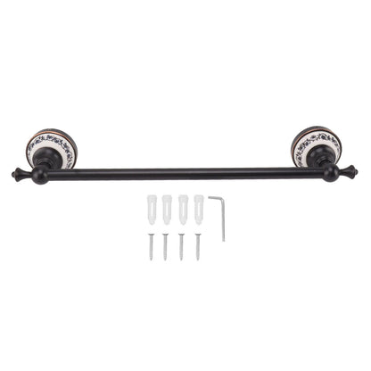 40.5cm Bathroom Towel Bar Copper Bath Towel Rack Single Towel Bar Wall Mounted Towel Holder European Style Black Antique