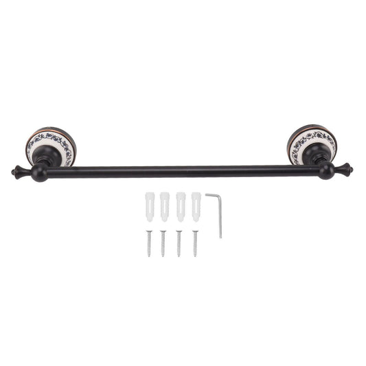 40.5cm Bathroom Towel Bar Copper Bath Towel Rack Single Towel Bar Wall Mounted Towel Holder European Style Black Antique