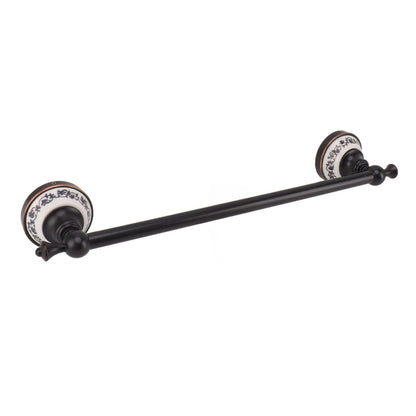 40.5cm Bathroom Towel Bar Copper Bath Towel Rack Single Towel Bar Wall Mounted Towel Holder European Style Black Antique