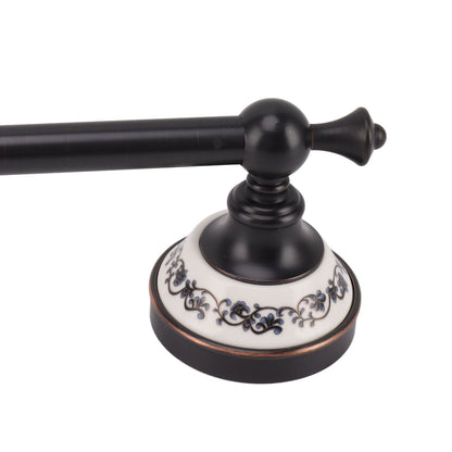 40.5cm Bathroom Towel Bar Copper Bath Towel Rack Single Towel Bar Wall Mounted Towel Holder European Style Black Antique