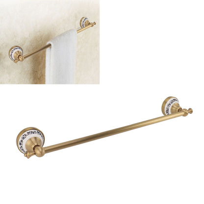 Towel Bar European Style Single Rod Hanging Bath Towel Holder Copper Towel Rack for Bathroom Toilets Antique Color