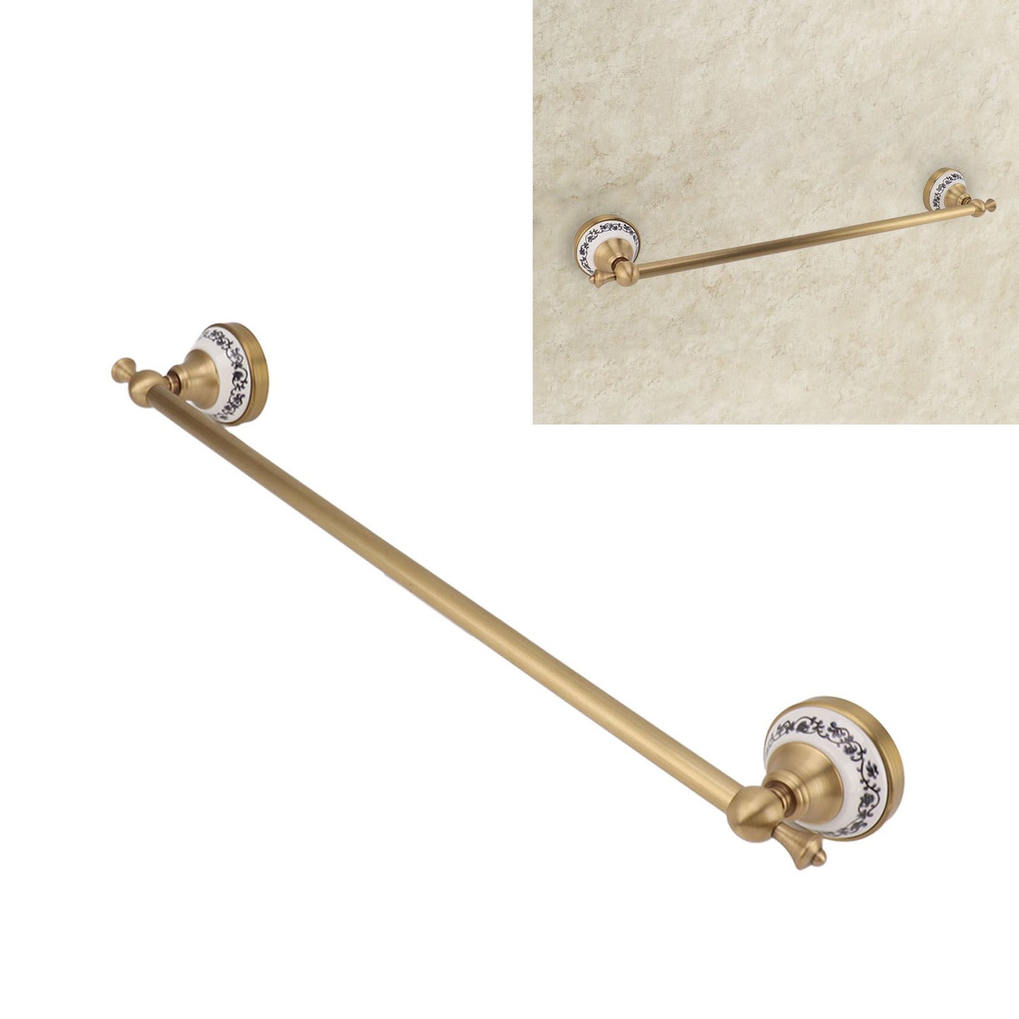 Towel Bar European Style Single Rod Hanging Bath Towel Holder Copper Towel Rack for Bathroom Toilets Antique Color