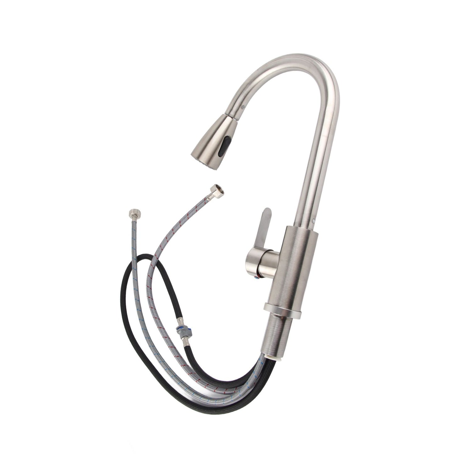 Kitchen Hot Cold Mixing Sink Faucet with Pull Down Sprayer 304 Stainless Steel Kitchen Sink Pull Out Faucet