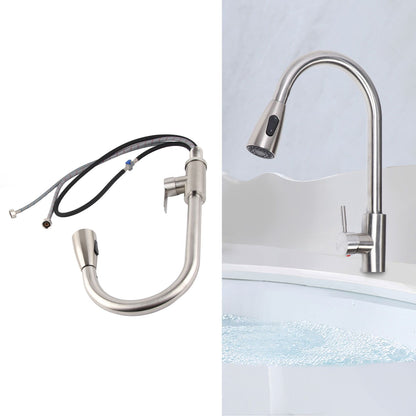Kitchen Hot Cold Mixing Sink Faucet with Pull Down Sprayer 304 Stainless Steel Kitchen Sink Pull Out Faucet
