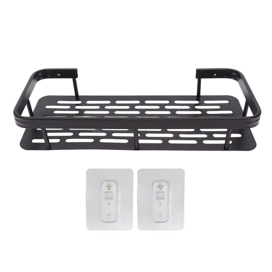 Shower Caddy Single Tier Durable Aluminium Rustproof Sticker Installation Shower Shelf for Bathroom Bedroom Kitchen Black