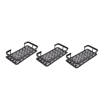 Shower Storage Rack 3 Layers Punch Free Rectangle Aluminum Shower Shelf Basket for Home Bathroom Black