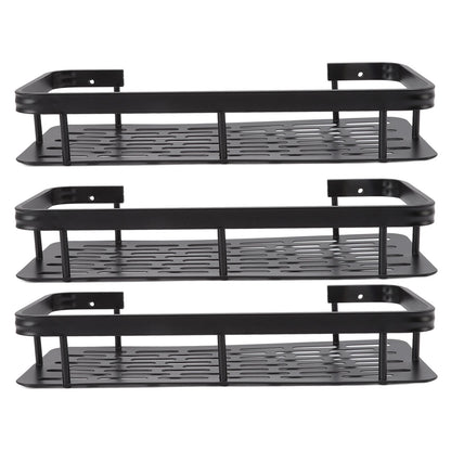 Shower Storage Rack 3 Layers Punch Free Rectangle Aluminum Shower Shelf Basket for Home Bathroom Black