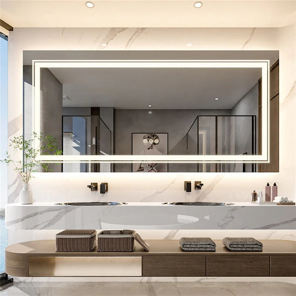 Interior Ave - 120 x 80cm Rectangle Frameless LED Bathroom Mirror