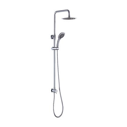 WELS 8" Rain Shower Head Set Rounded Dual Heads Faucet High Pressure Hand Held