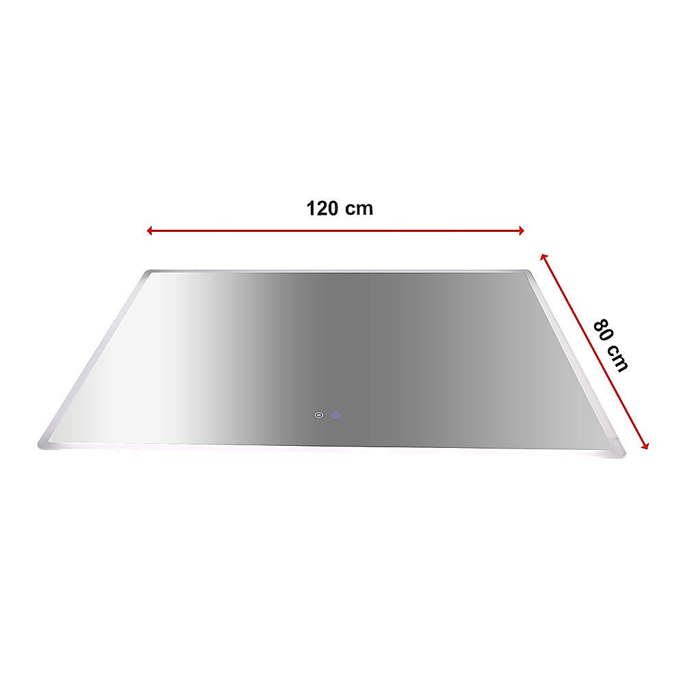 Rectangular Mirror LED Anti-Fog Illuminated Bathroom Living Room - 120x80cm