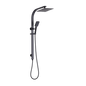 WELS 10" Rain Shower Head Set Square Dual Heads High Pressure with Handheld in Black