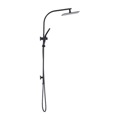 WELS 10" Rain Shower Head Set Square Dual Heads High Pressure with Handheld in Black