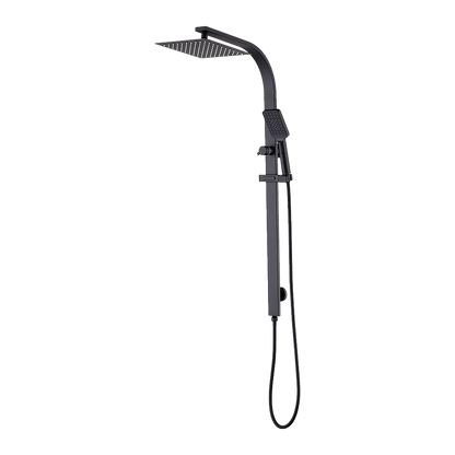 WELS 10" Rain Shower Head Set Square Dual Heads High Pressure with Handheld in Black