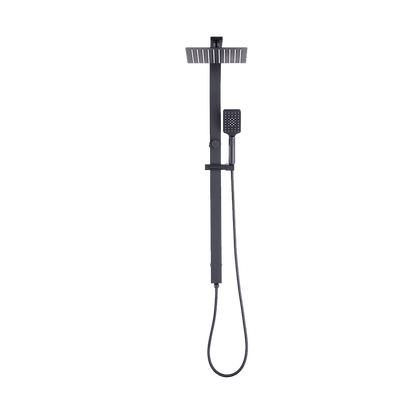 WELS 10" Rain Shower Head Set Square Dual Heads High Pressure with Handheld in Black