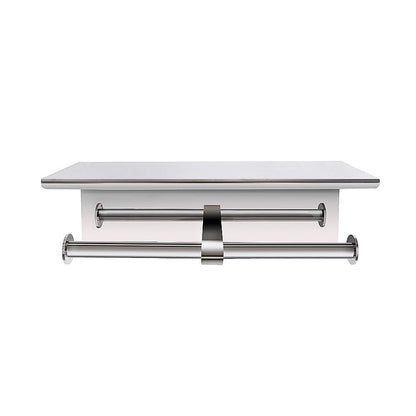 Double Toilet Paper Holder with Shelf Wall Mounted Bathroom Storage