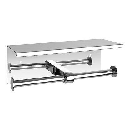 Double Toilet Paper Holder with Shelf Wall Mounted Bathroom Storage