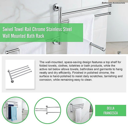 Swivel Towel Rail Chrome Stainless Steel Wall Mounted Bath Rack