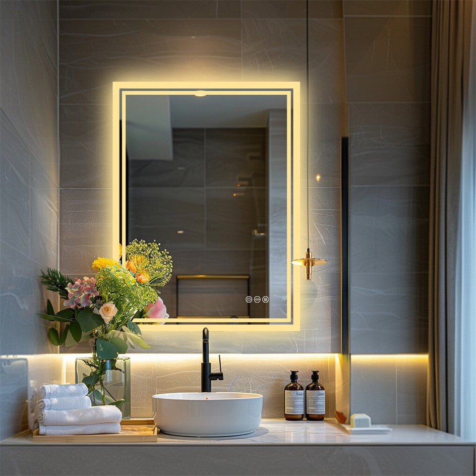 LED Anti-Fog Wall-Mounted Bathroom Mirror