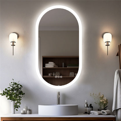 Premium Oval LED Anti-Fog Bathroom Mirror(80x50cm)