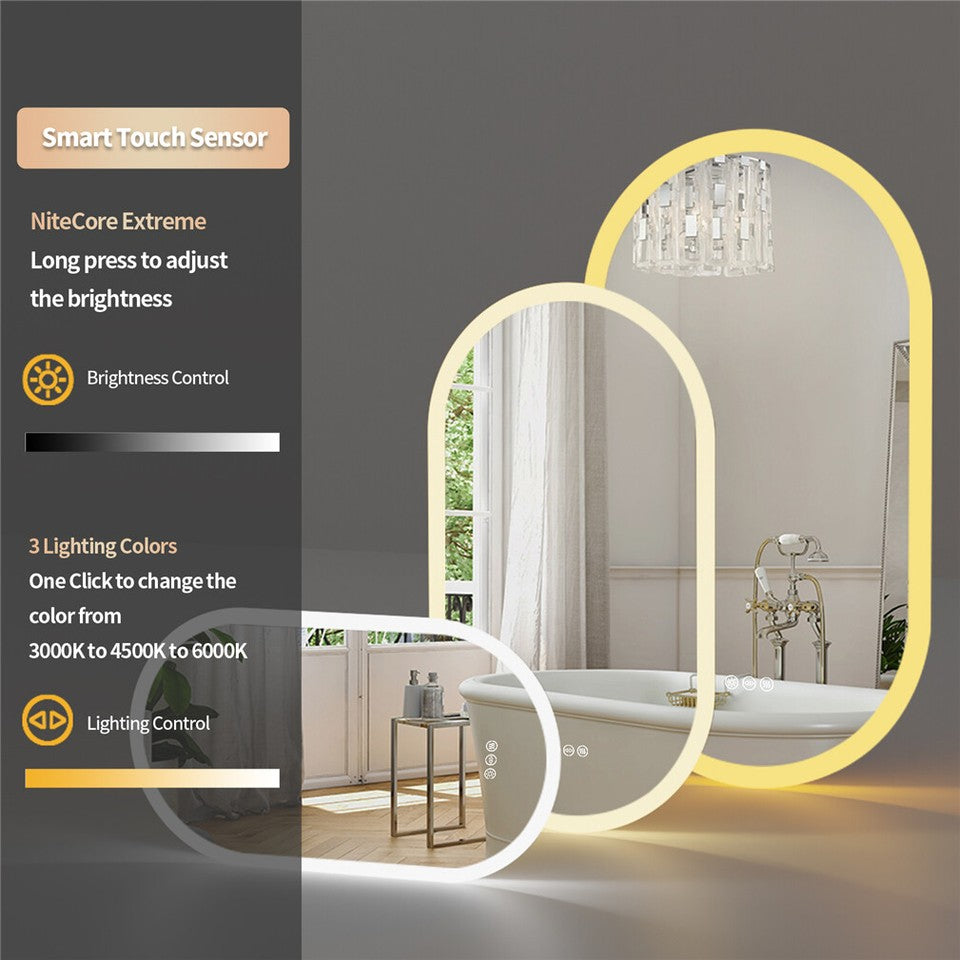 Premium Oval LED Anti-Fog Bathroom Mirror(80x50cm)