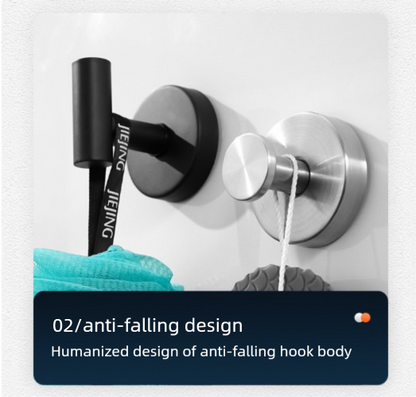Stainless Steel Vacuum Suction Cup Hook Rack 3-Hook Black Wall Mounted Towel Rail for Bathroom and Kitchen No Drilling Required