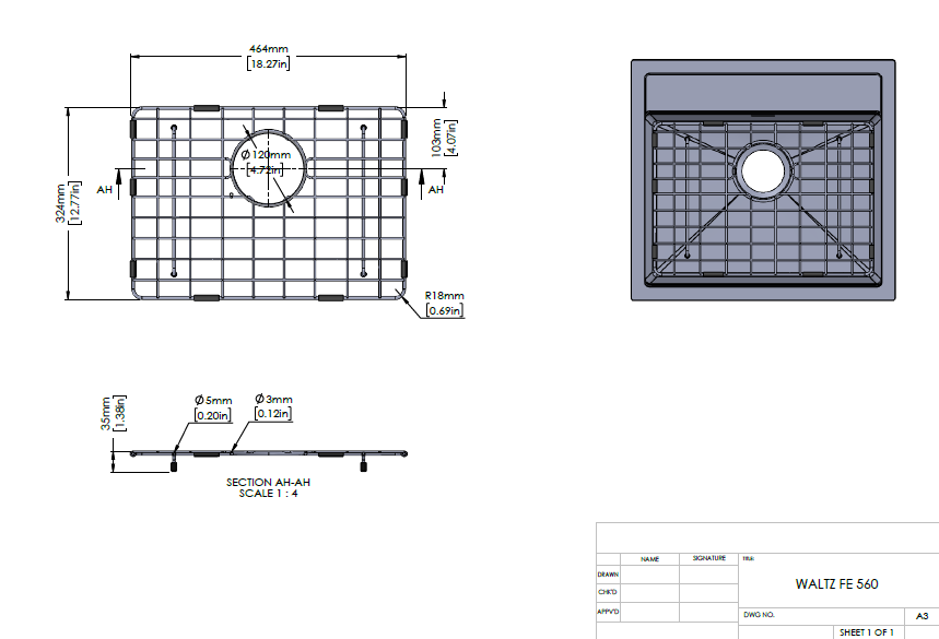 Stainless Steel Gold Grid for Carysil Waltz 560FE