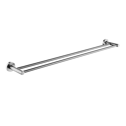 LUCID PIN 800mm Round Brushed Nickel Double Towel Rail