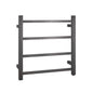 Brushed Gun Metal Grey Square Electric Heated Towel Rack 4 Bars