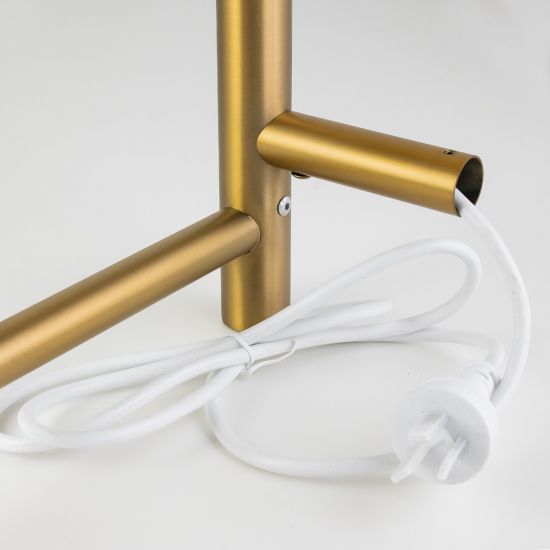 Brushed Brass Round Electric Heated Towel Rack 6 Bars