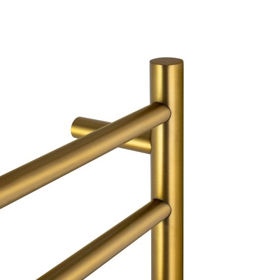Brushed Brass Round Electric Heated Towel Rack 6 Bars