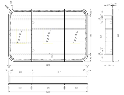 CARYSIL 1200x800mm Grand LED Matte White Shaving Cabinet