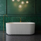 1700x800x580mm Freestanding Fluted Acrylic GLOSSY White Bathtub NO Overflow