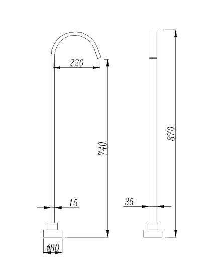 Chrome Square Floor Standing Mixer (Brass)