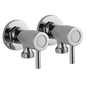 Round Chrome Brass 1/4 Turn Washing Machine Stop Tap Wall Mounted (one pair)
