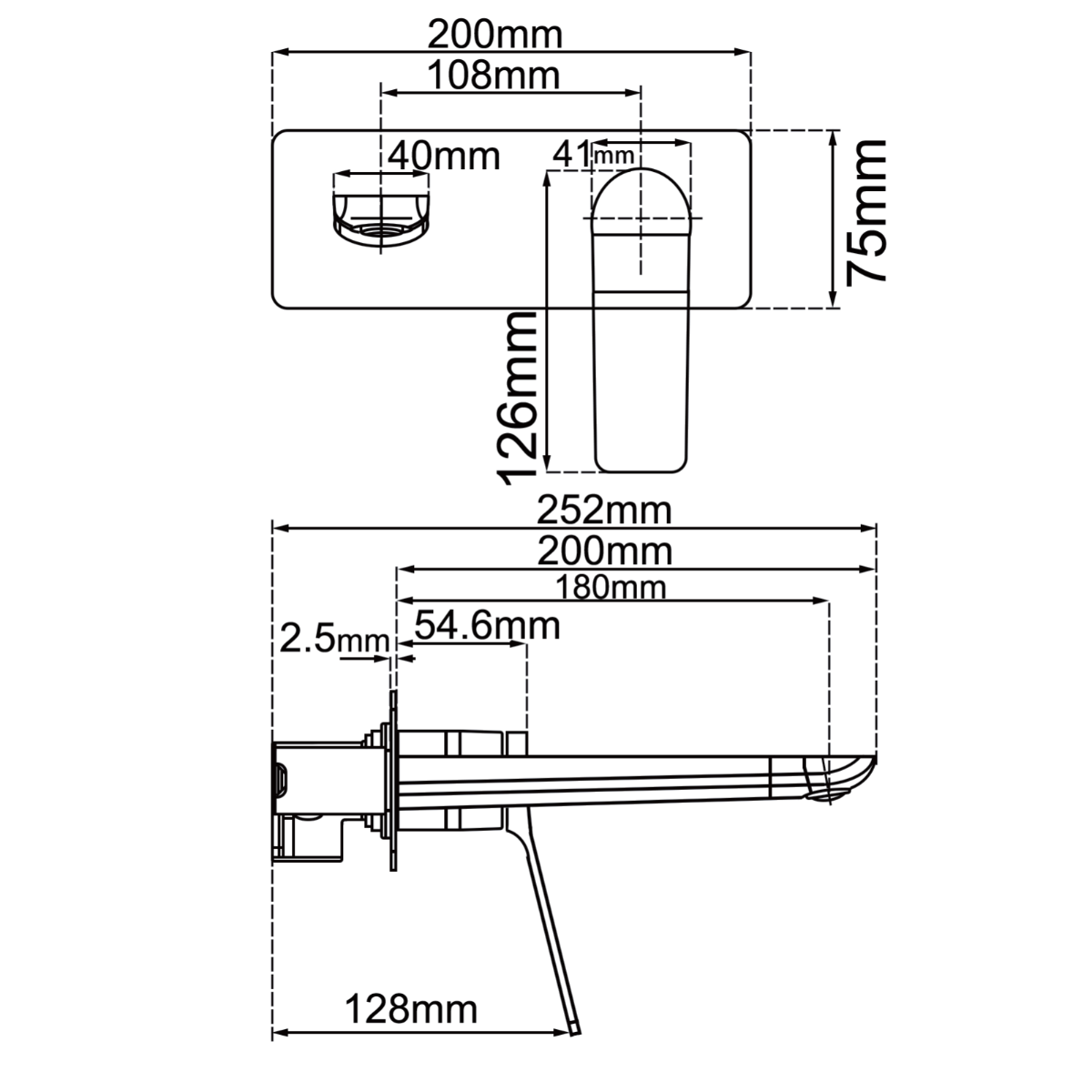 RUSHY Series Black Spout Mixer Trim Kit (match CLPS)