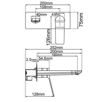 RUSHY Series Black Spout Mixer Trim Kit (match CLPS)