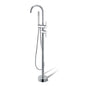 Round Chrome Freestanding Bath Mixer With Handheld Shower