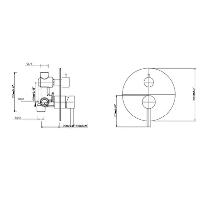LUCID PIN Series Brushed Brass Diverter Mixer Trim Kit (match CLPD)