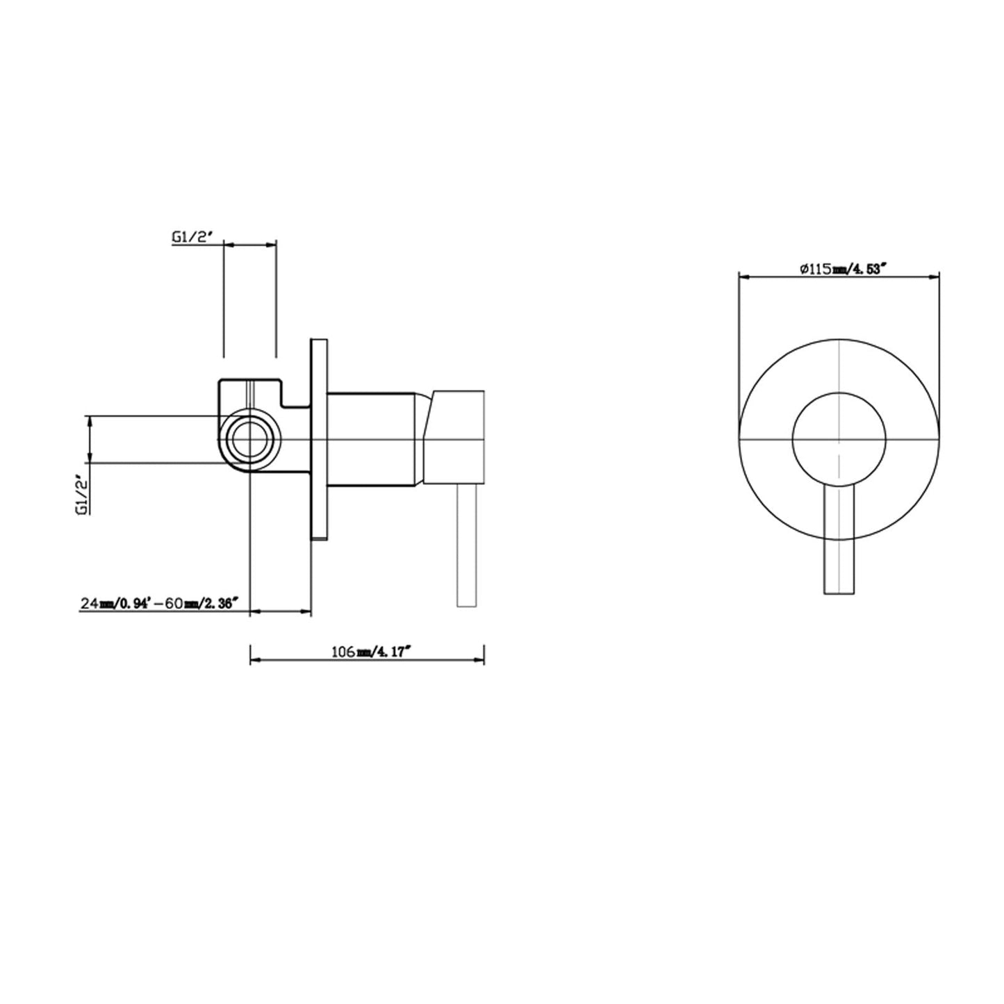 LUCID PIN Brushed Nickel Wall Mixer Trim Kit with 65MM Cover Plate Only (match CLPM)