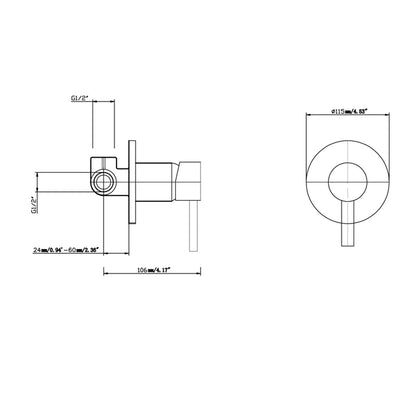 LUCID PIN Brushed Nickel Wall Mixer Trim Kit with 65MM Cover Plate Only (match CLPM)