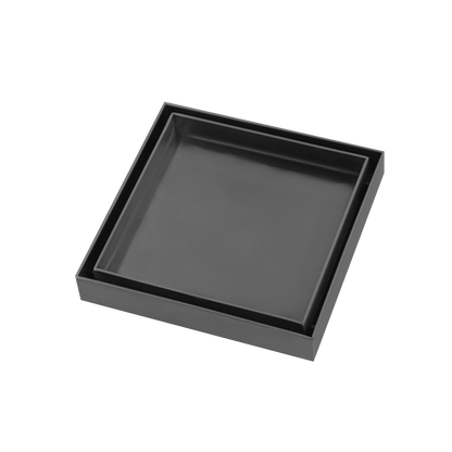 Gun Metal Grey Shower Grate Floor Waste Drain Smart Insert Tile 120*120mm(81.3mm Outlet)