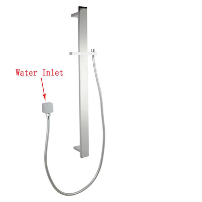 Square Chrome Sliding Shower Rail without Handheld Shower