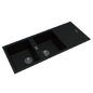 1160*500*200mm Black Granite Quartz Stone Kitchen Sink Double Bowls Drainboard Top/Undermount